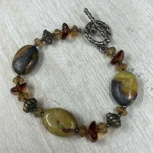 Bumble Bee Jasper & 925 toggle bracelet